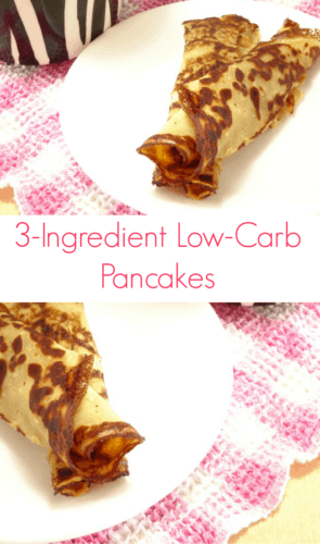 3-Ingredient Low-Carb Pancakes #Recipe - a #healthy and #glutenfree breakfast recipe that's packed full of protein! These pancakes taste delicious - just like crepes. Bet you can't guess the secret ingredient that makes them so good! | www.happyhealthymotivated.com