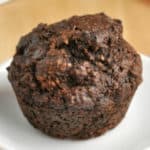 Closeup of a healthy double chocolate bran muffin