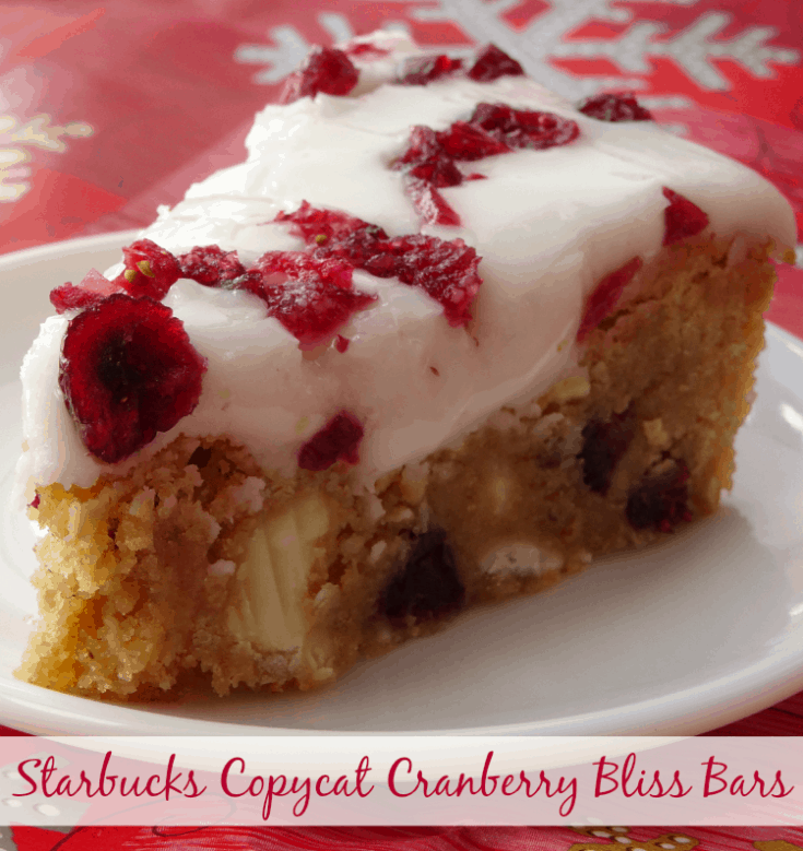Starbucks Copycat Cranberry Bliss Bars Recipe - forget about spending $$$ at Starbucks for your favourite festive treat. You can make your own Christmas dessert bars at home for a fraction of the price! These bars really do taste just like the ones you get from Starbucks and they're so easy to make! | www.happyhealthymotivated.com