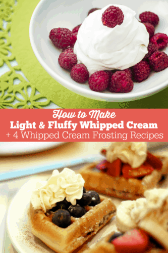 How to make the thickest and fluffiest whipped cream ever! Three amazing tricks plus four whipped cream frosting recipes! So happy I found this tutorial - I'll never end up with horrible, separated whipped cream ever again.