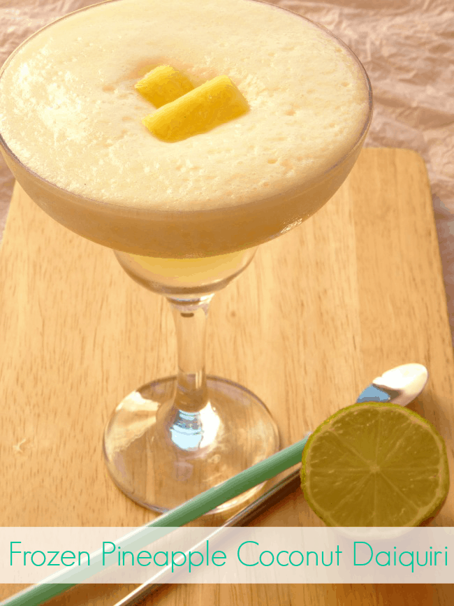 Frozen Pineapple Coconut Daiquiri Recipe - a sweet and refreshing cocktail which simply screams summer! | www.happyhealthymotivated.com