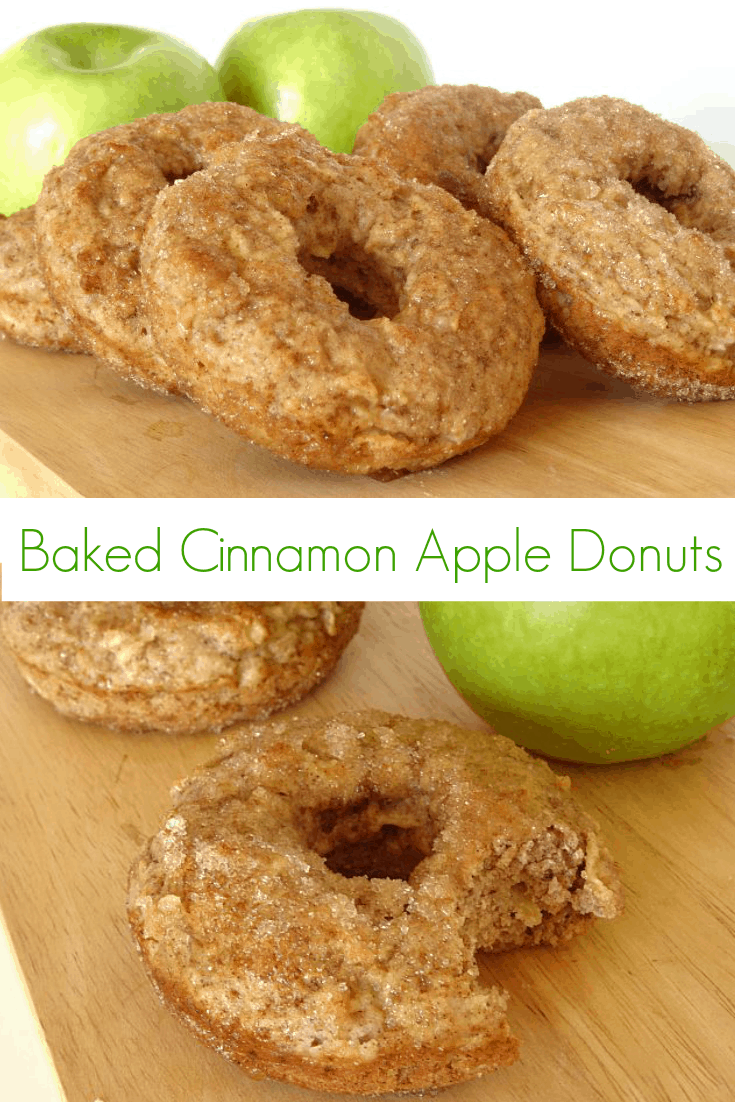 Baked Apple Cinnamon #Donuts #Recipe - these donuts are super-easy to make and are bursting with fall flavour! Plus, their a bit healthier, since they're made with only 1 tablespoon of butter for 6 huge donuts and are baked in the oven. | www.happyhealthymotivated.com