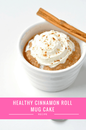Healthy Cinnamon Roll Mug Cake Recipe | This healthy mug cake is made with oats and yogurt. It's so yummy and healthy enough for breakfast!