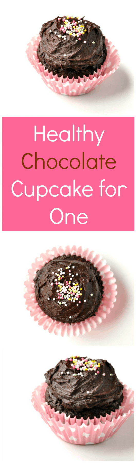 Healthy Chocolate Cupcake for One Recipe | this healthy one-bowl single-serving chocolate cake is going to become your new favorite dessert recipe of all time! It's so rich and chocolatey, you'd never know it's a healthy dessert recipe.