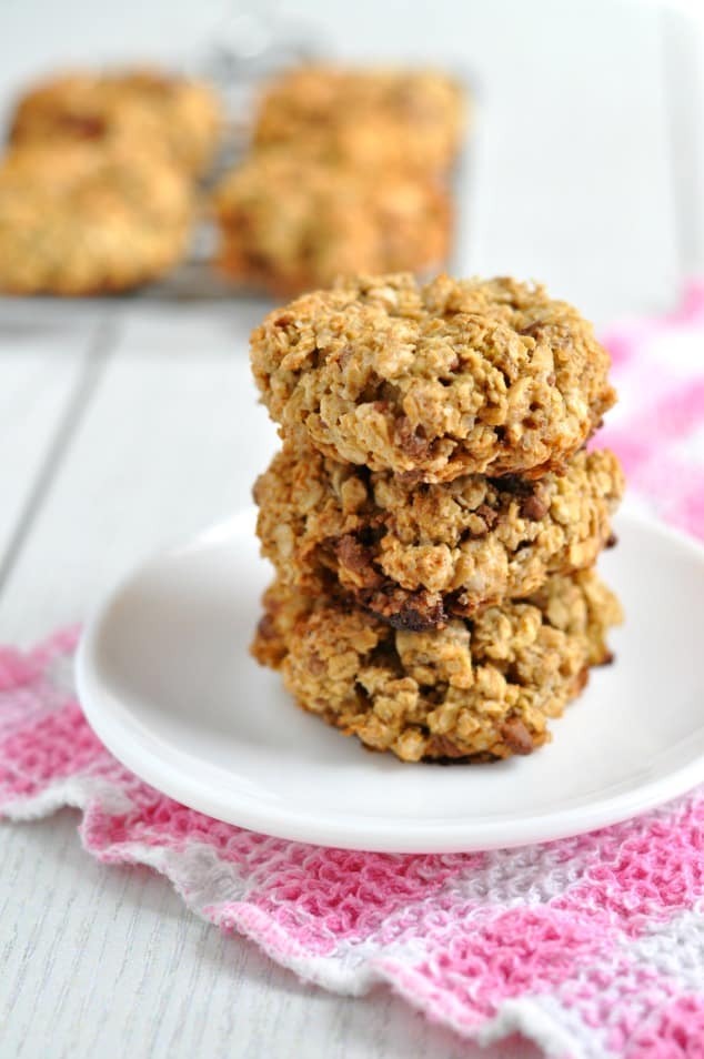Stack of 3 low FODMAP chocolate chip cookies