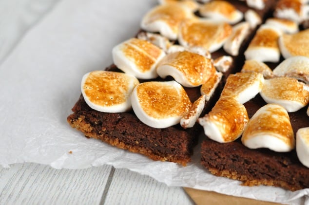 Side view of Healthy S'mores Brownies