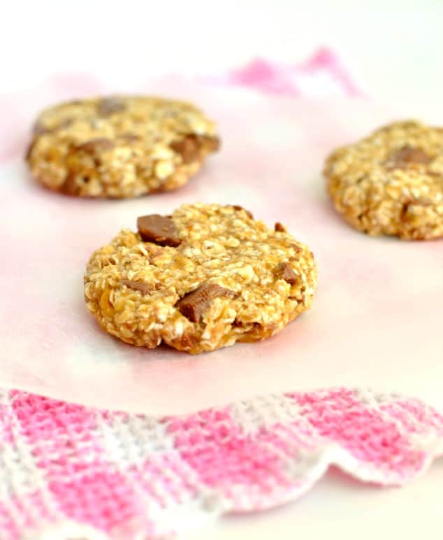 Parchment paper with unbaked 3 ingredient banana cookies